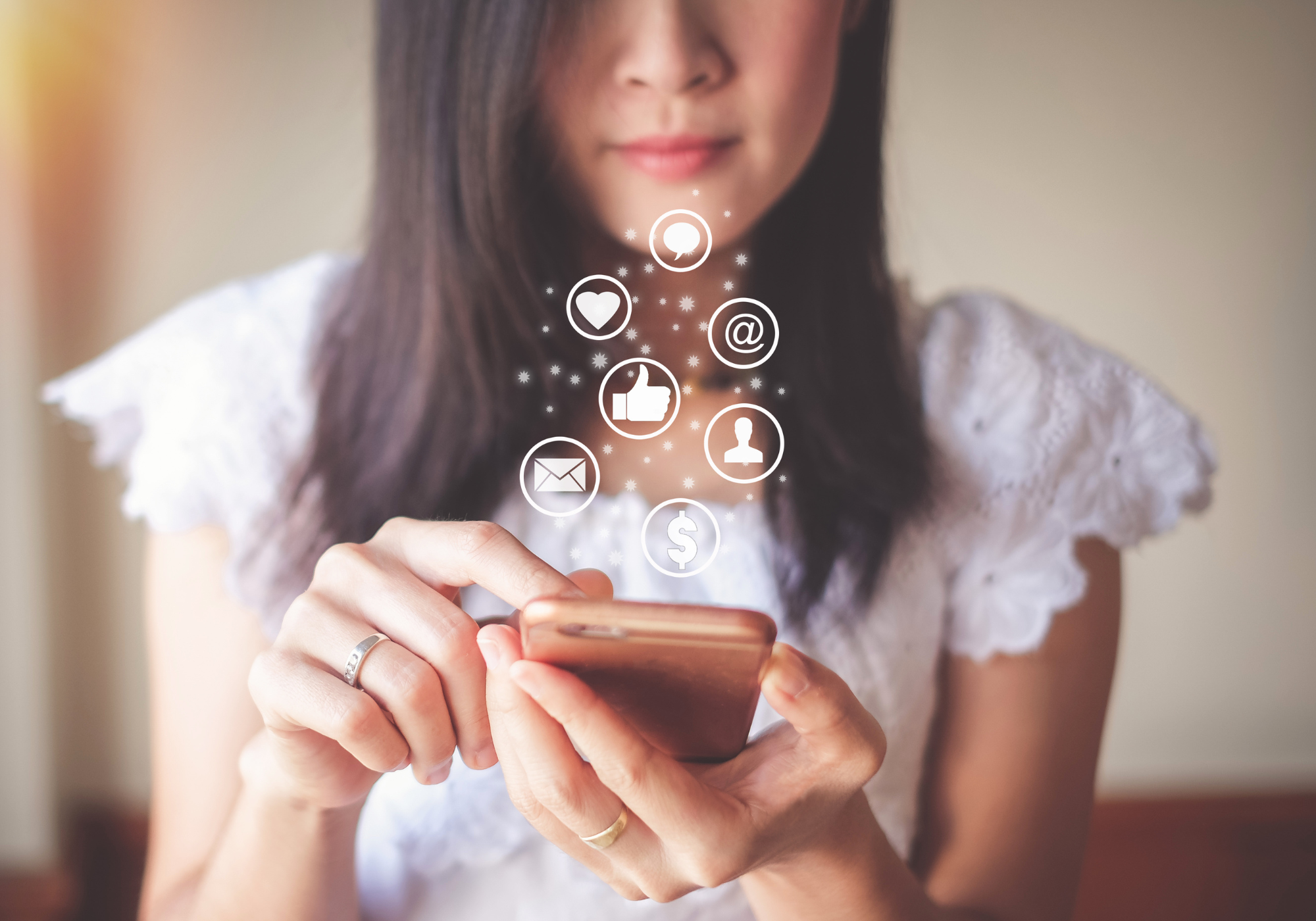 woman avoiding purchasing from social media